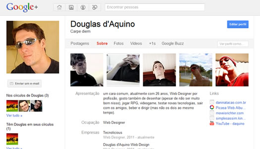 screenshot do meu perfil no Google+